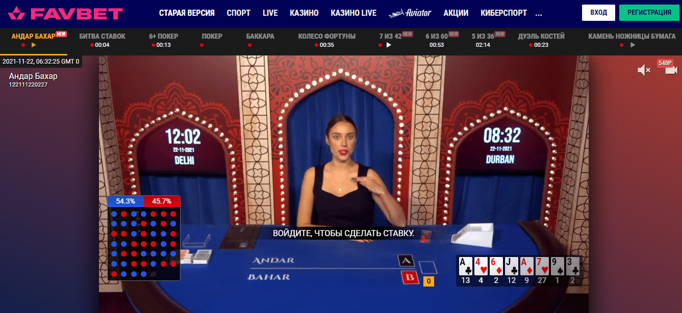 Андар Бахар в Favbet