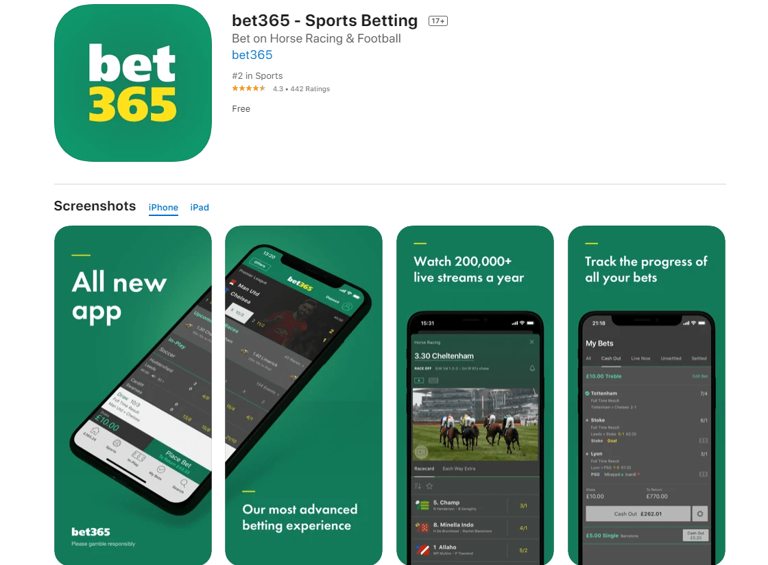 Мобильное приложение Bet365 в App Store